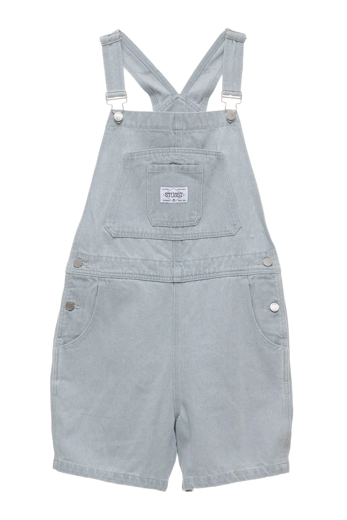 Stussy W Nevada Denim Short Overall - White Washed Denim