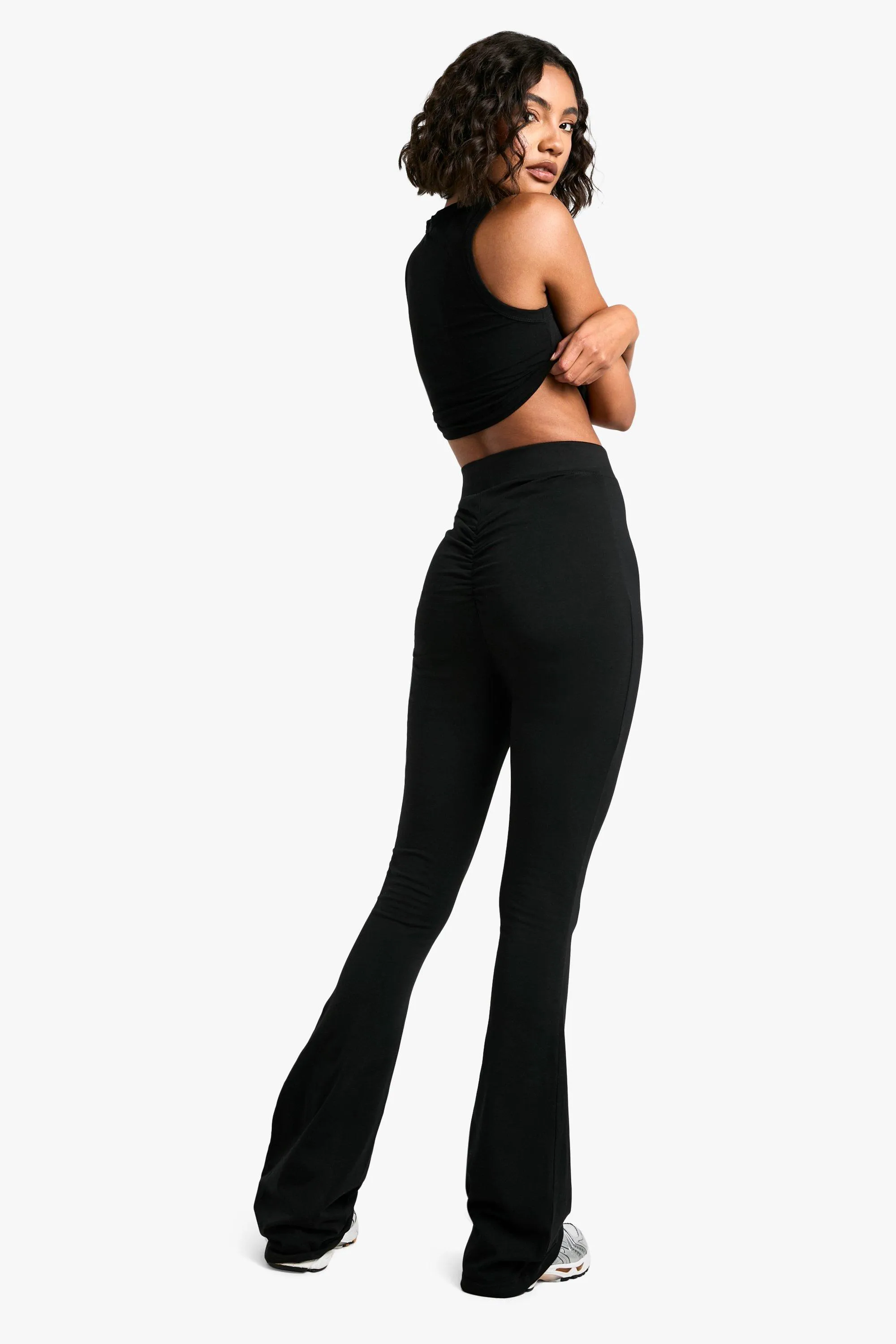 Tall Cotton Jersey Knit Ruched Booty Boosting Flares