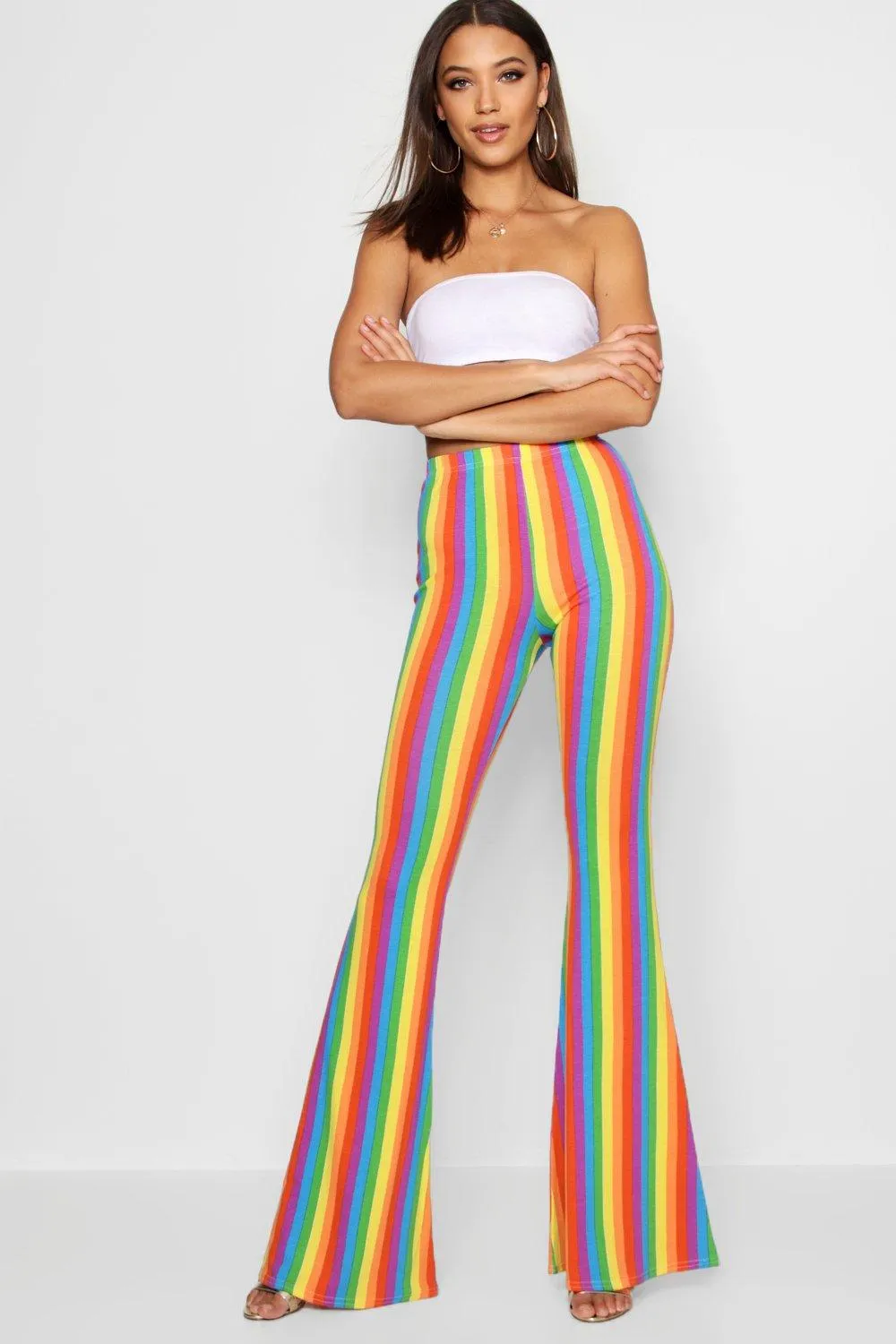 Tall Rainbow Stripe Flares