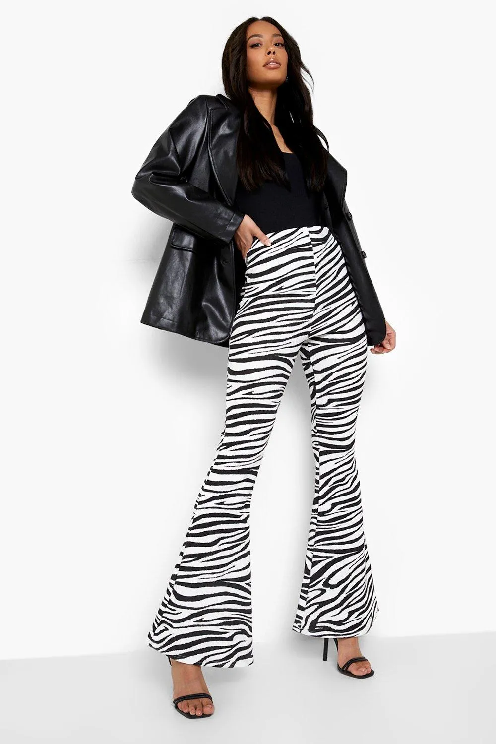 Tall Zebra Print Flares