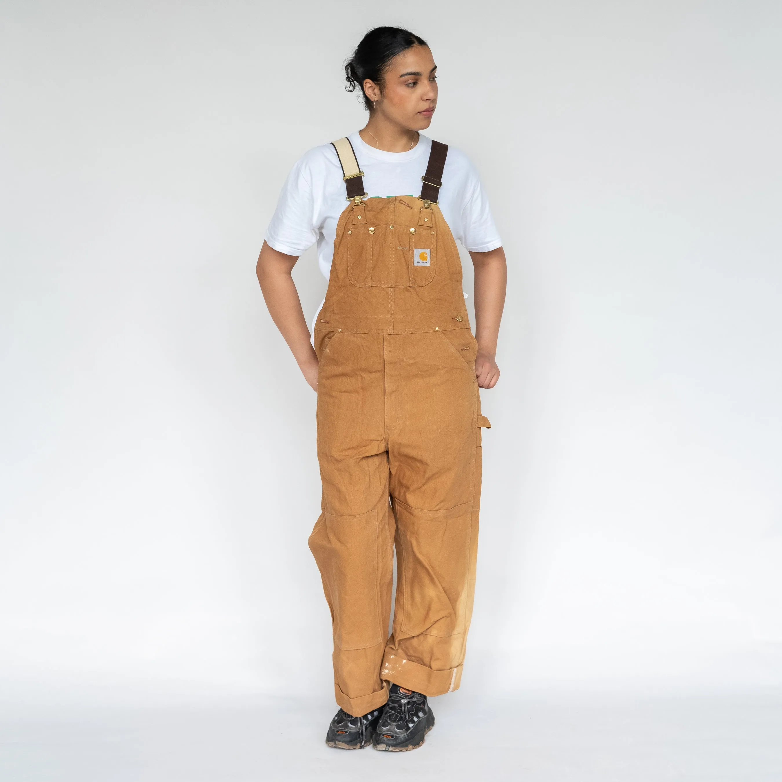 TAN 90S CARHARTT CANVAS BAGGY DUNGAREES (