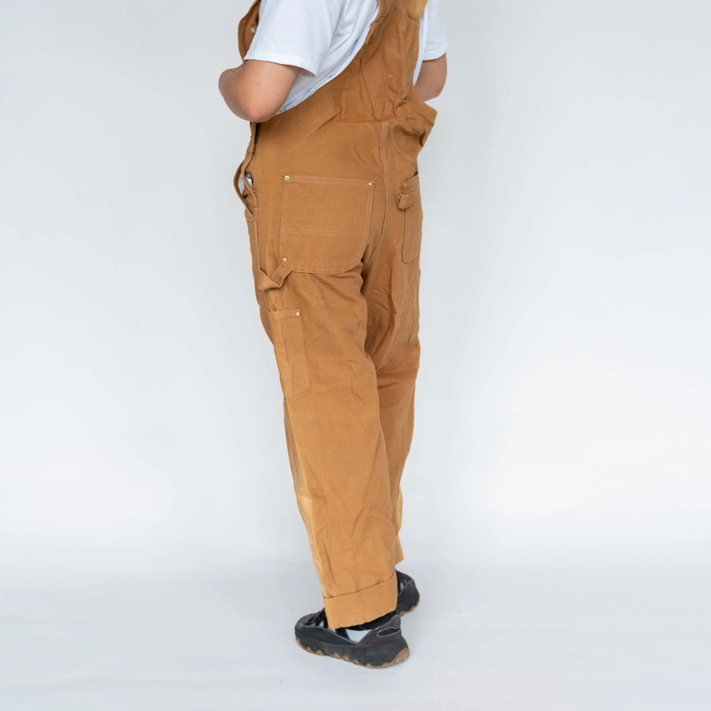 TAN 90S CARHARTT CANVAS BAGGY DUNGAREES (