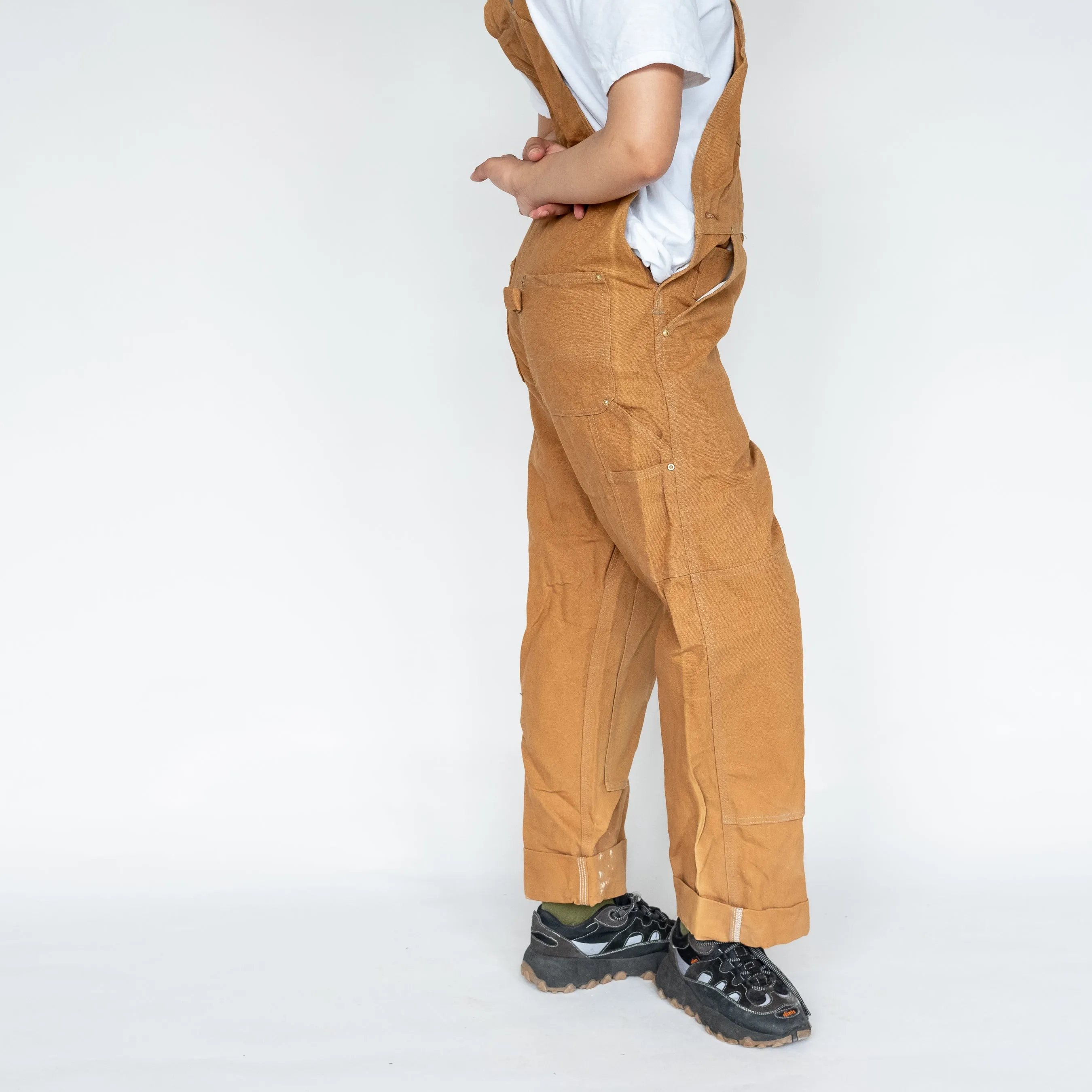 TAN 90S CARHARTT CANVAS BAGGY DUNGAREES (