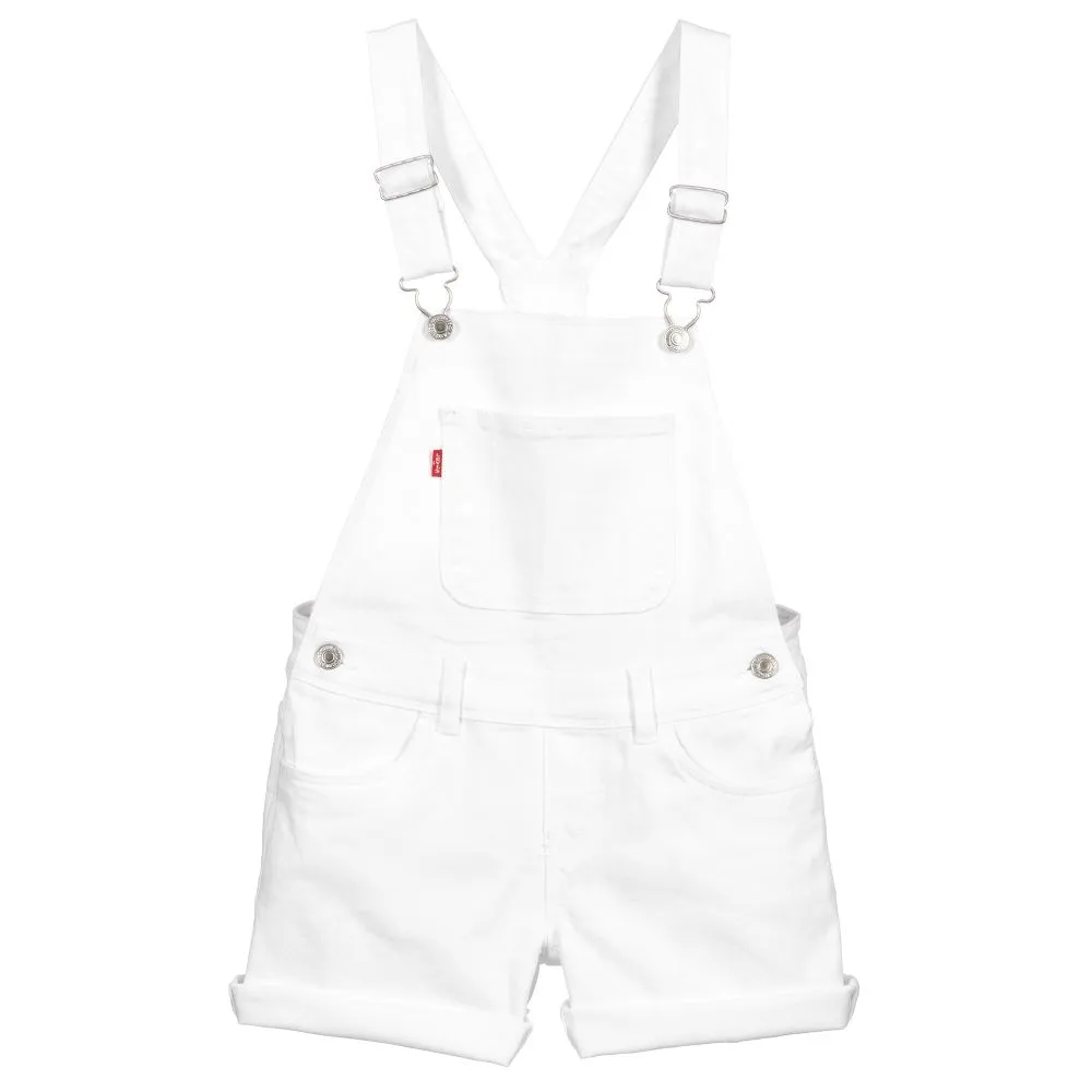 Teen White Denim Dungarees