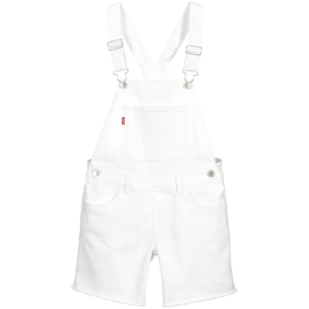 Teen White Denim Dungarees