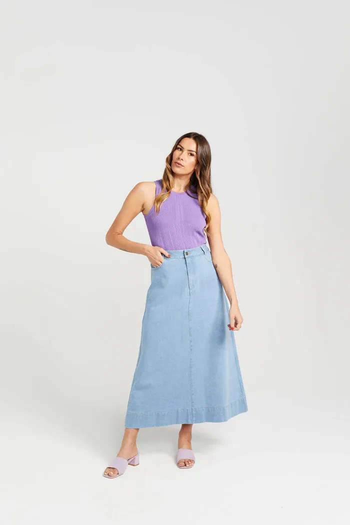 Thing Thing Bettie Skirt - Stone Wash Denim