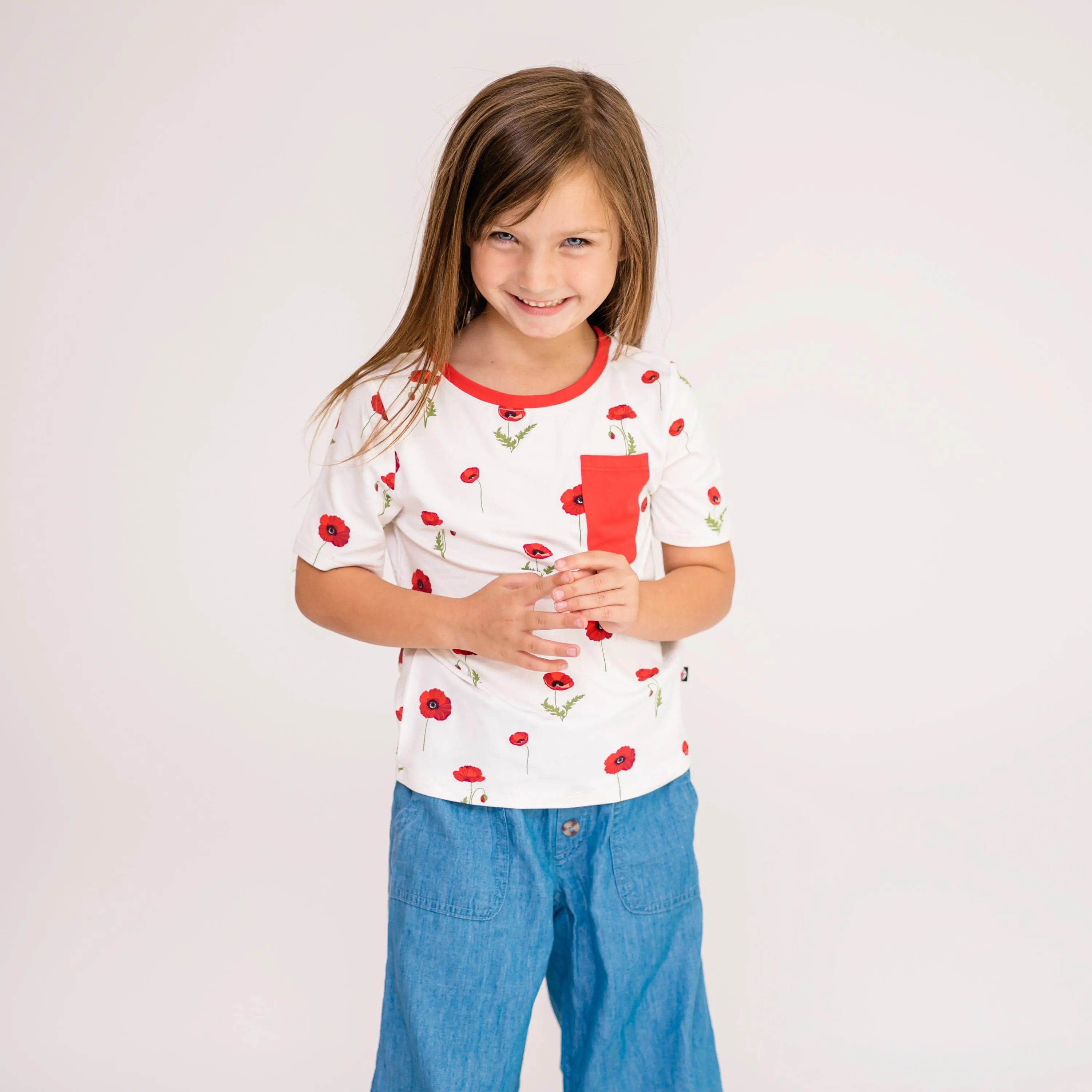 Toddler Crew Neck Tee in Cloud Poppies