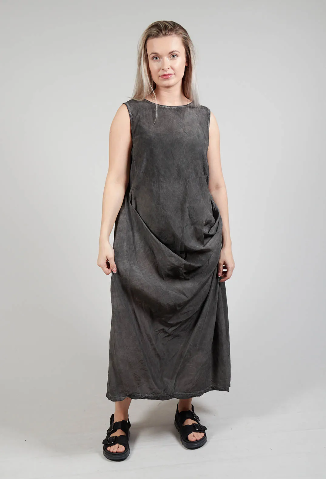 Toga Dress in Coal Cloud