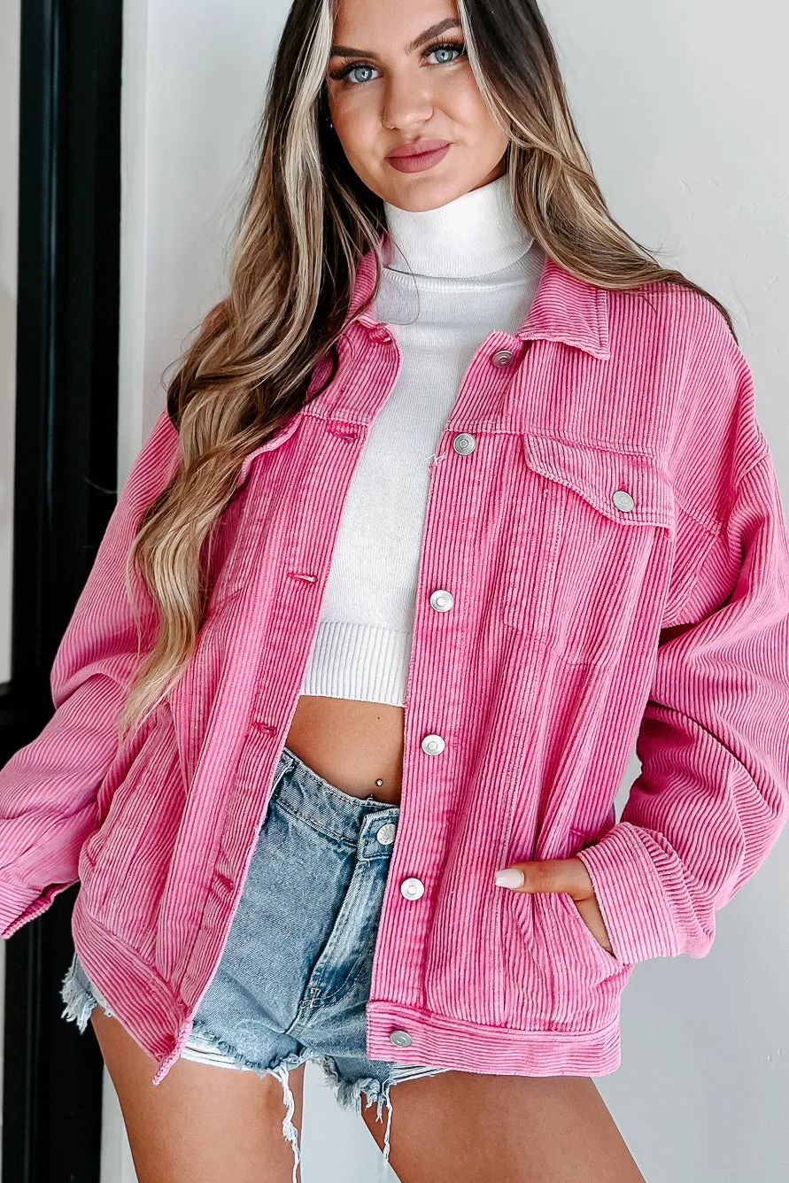 True Love Story Corduroy Shacket (Pink)