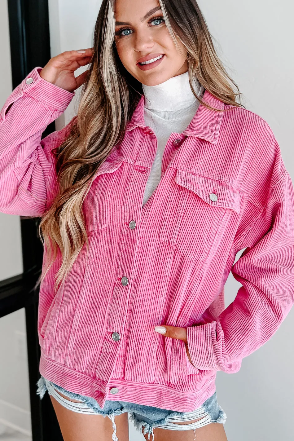 True Love Story Corduroy Shacket (Pink)