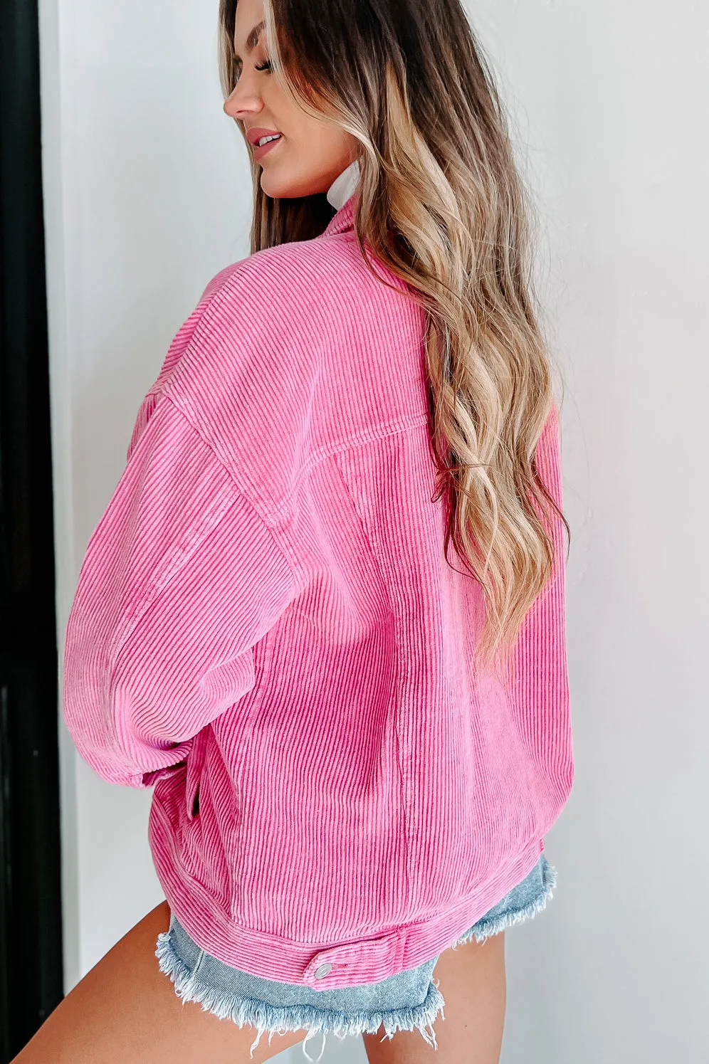 True Love Story Corduroy Shacket (Pink)