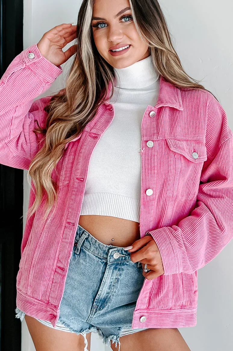 True Love Story Corduroy Shacket (Pink)