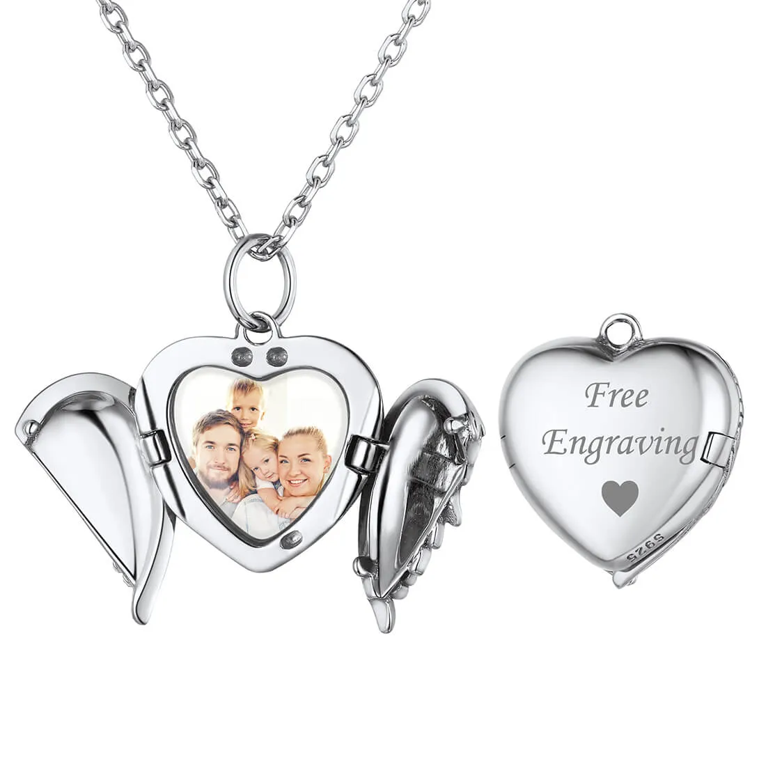 U7 Jewelry Custom Engraved Heart Picture Necklace Photo Pendant