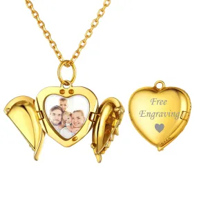 U7 Jewelry Custom Engraved Heart Picture Necklace Photo Pendant