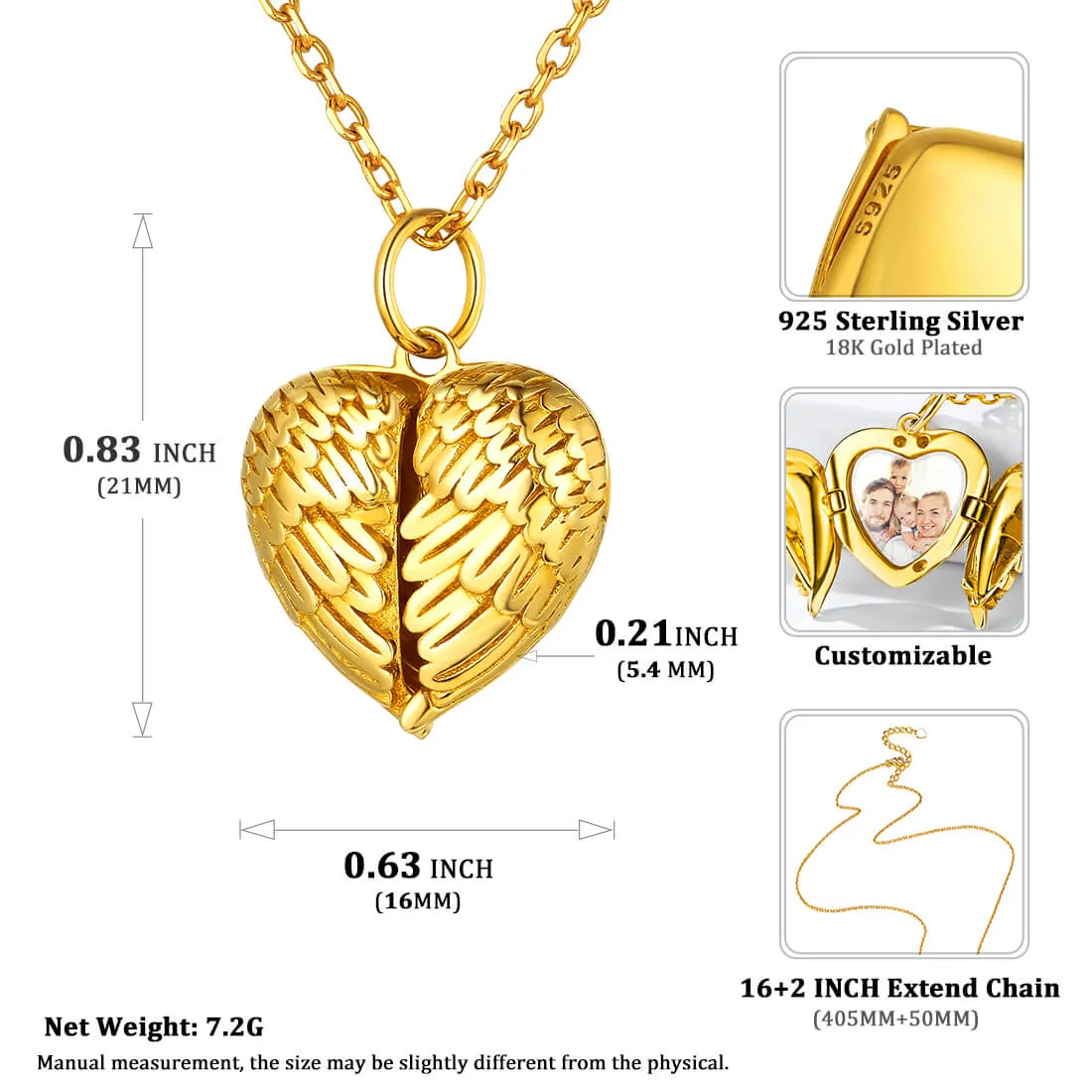 U7 Jewelry Custom Engraved Heart Picture Necklace Photo Pendant