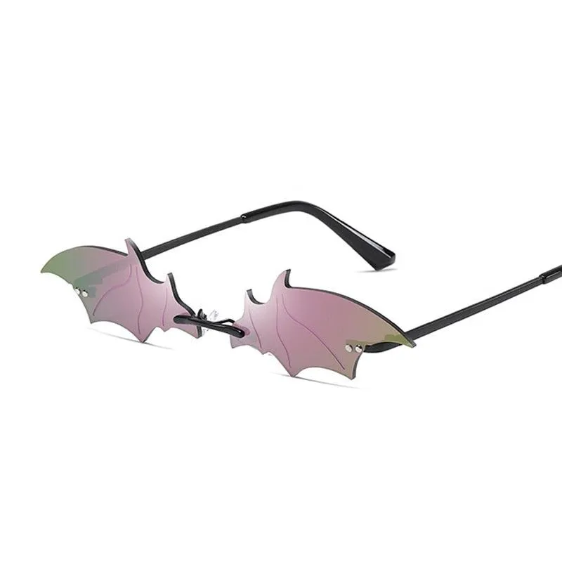 Unleash Your Inner Bat with Fashionable Rimless Bat-Shaped Sunglasses