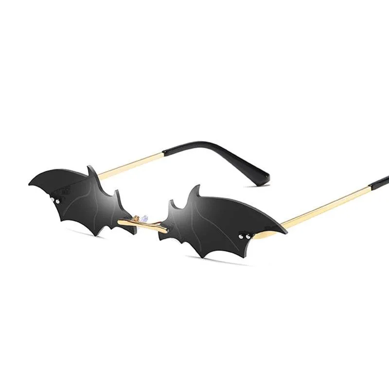 Unleash Your Inner Bat with Fashionable Rimless Bat-Shaped Sunglasses