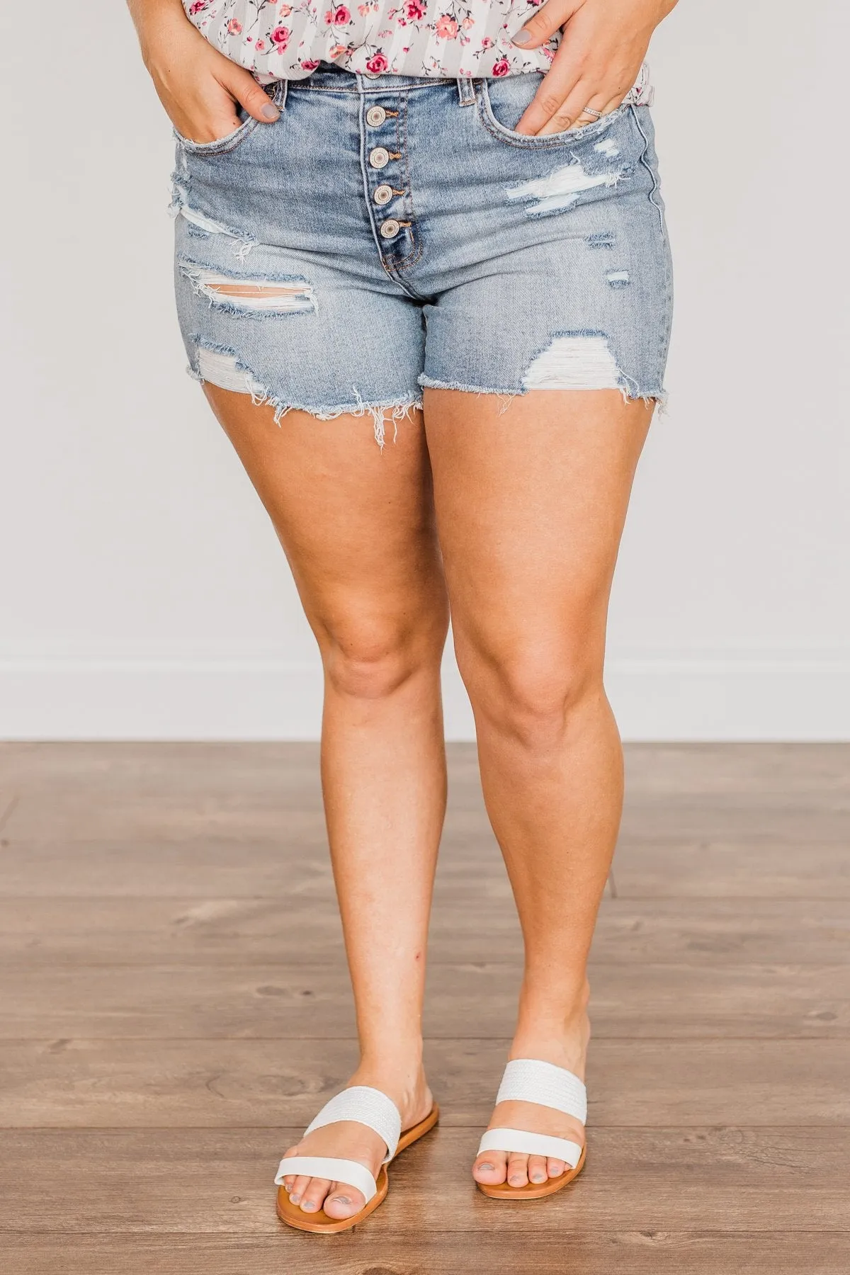 Vervet Distressed High-Rise Shorts- Gianna Wash