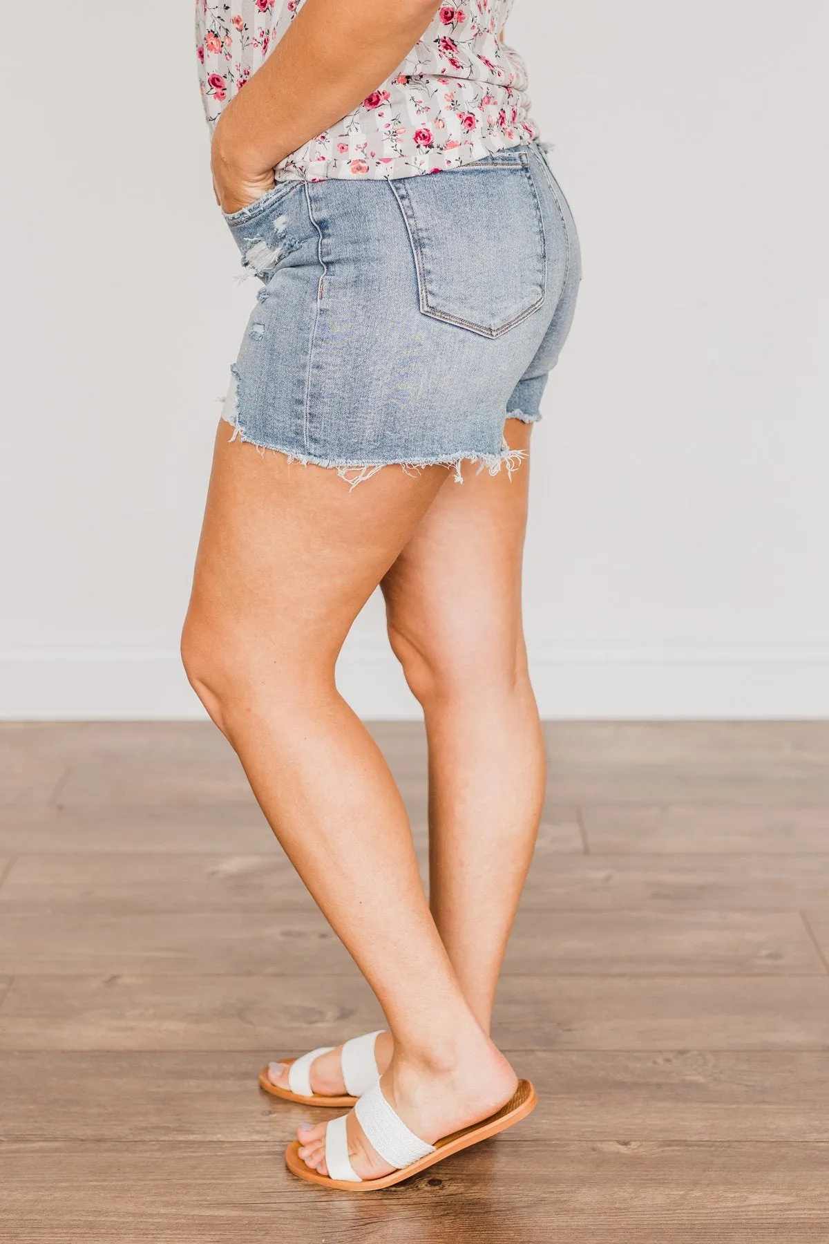 Vervet Distressed High-Rise Shorts- Gianna Wash