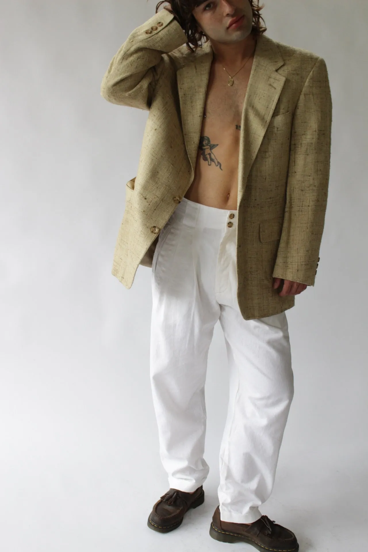 Vintage Wheat Woven Silk Blazer