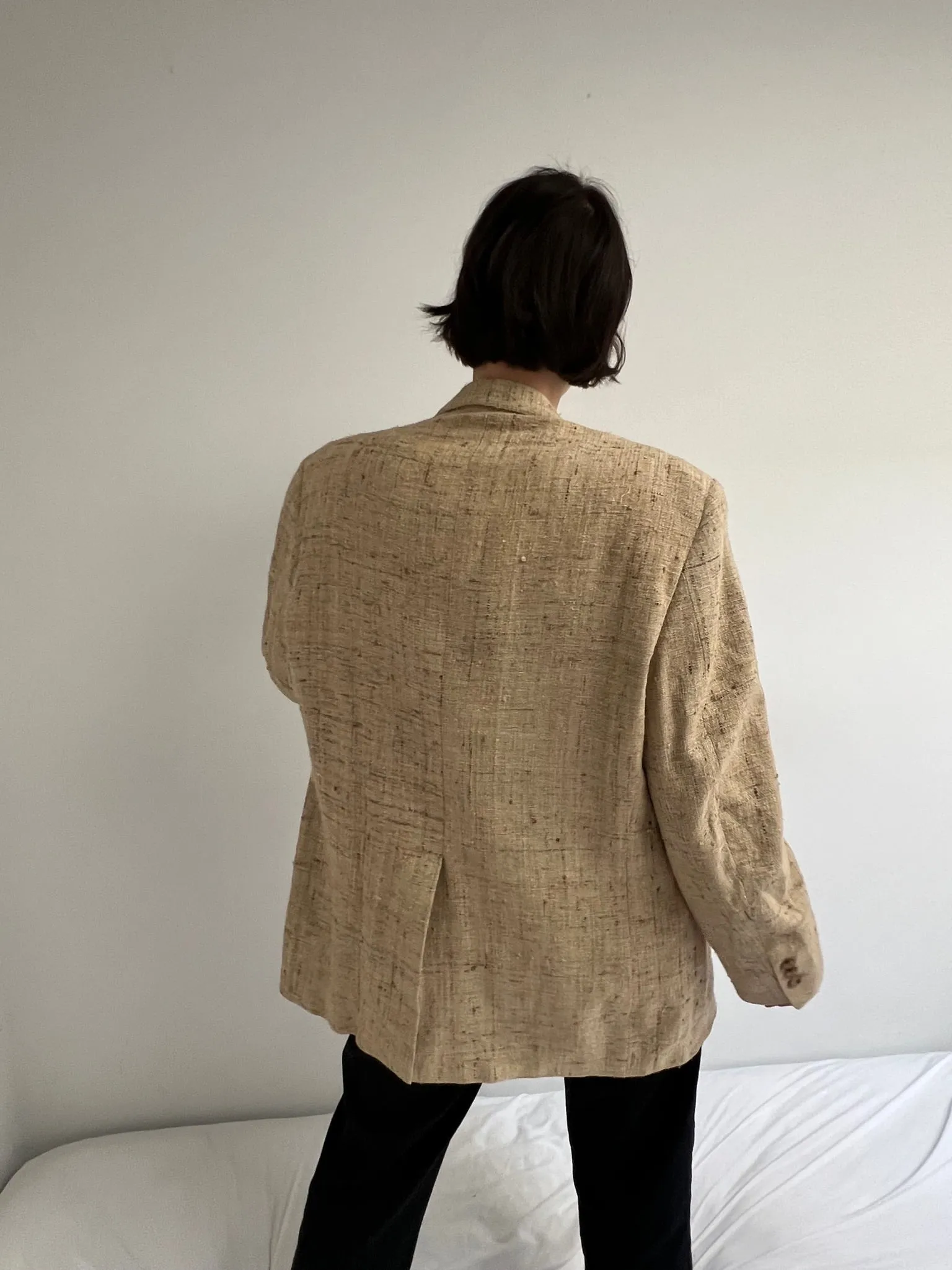 Vintage Wheat Woven Silk Blazer