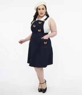 Voodoo Vixen Butterfly Denim Pinafore Skirt