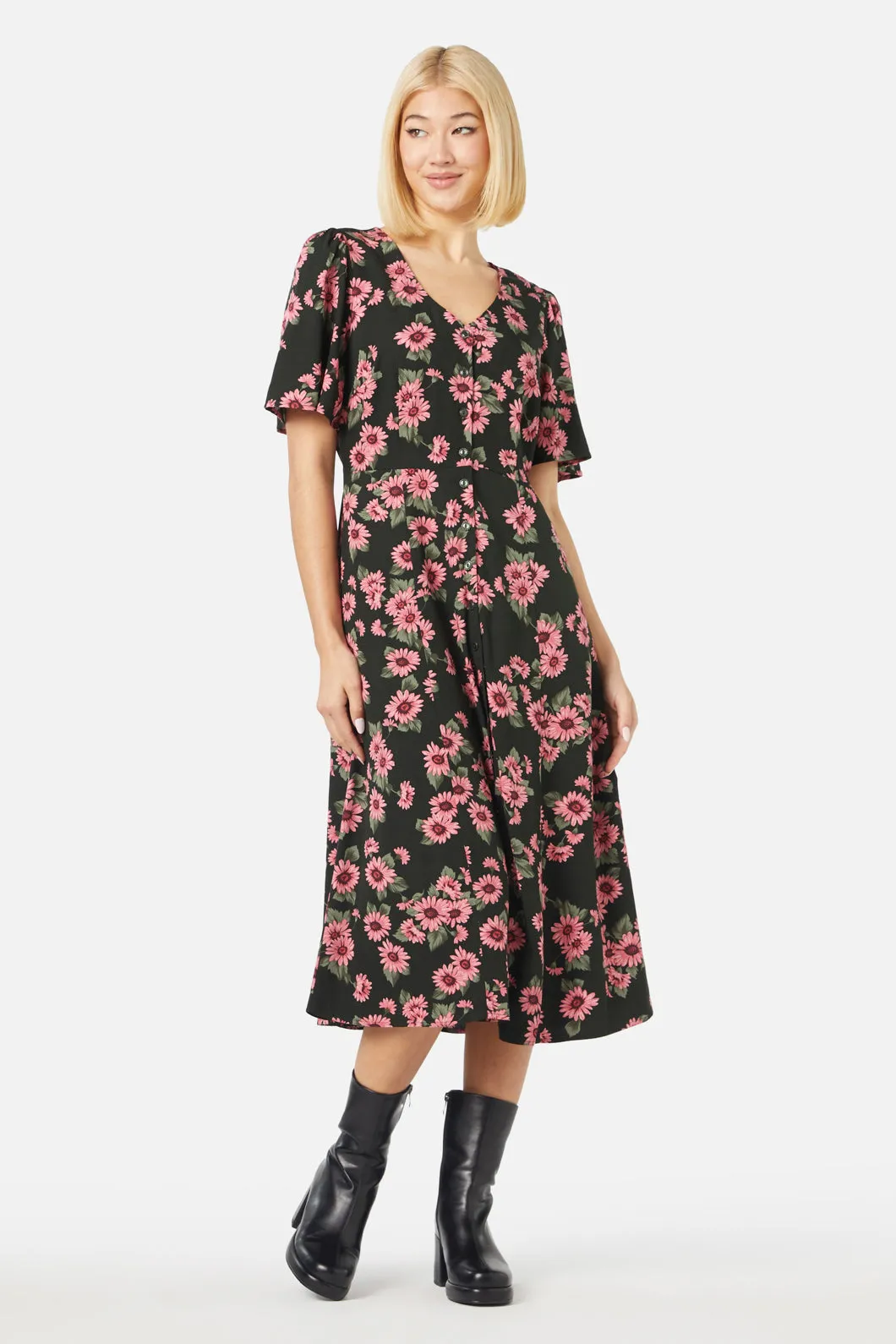 Winter Daisy Midi Dress