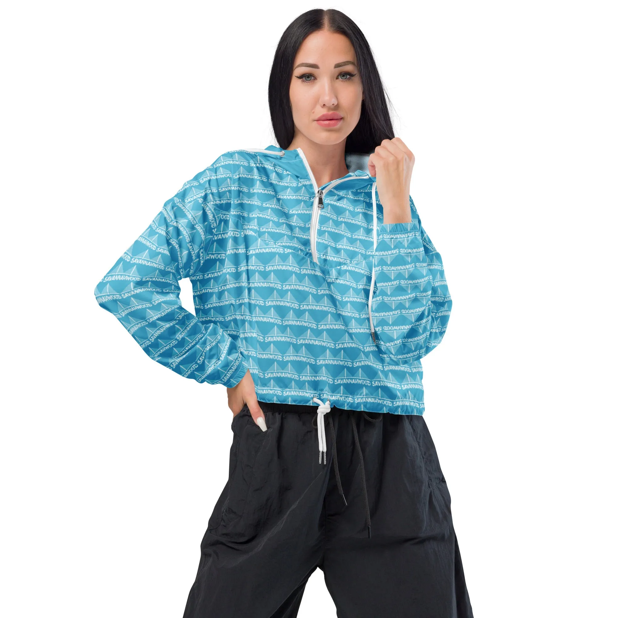 Women’s cropped windbreaker Blue and White