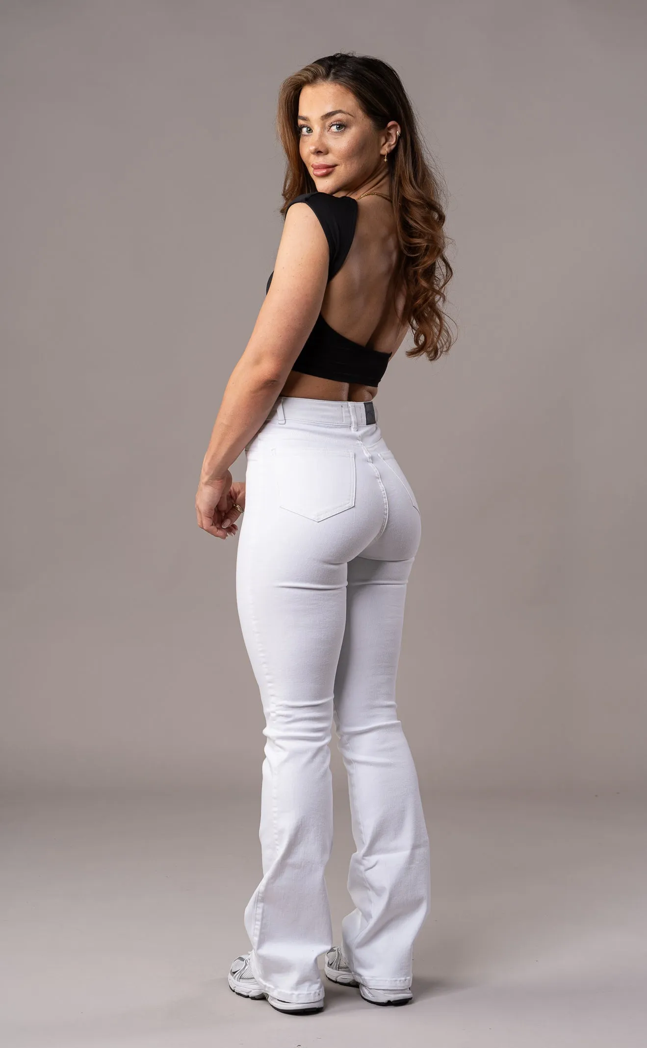 Womens Pastel Flared Fitjeans -White