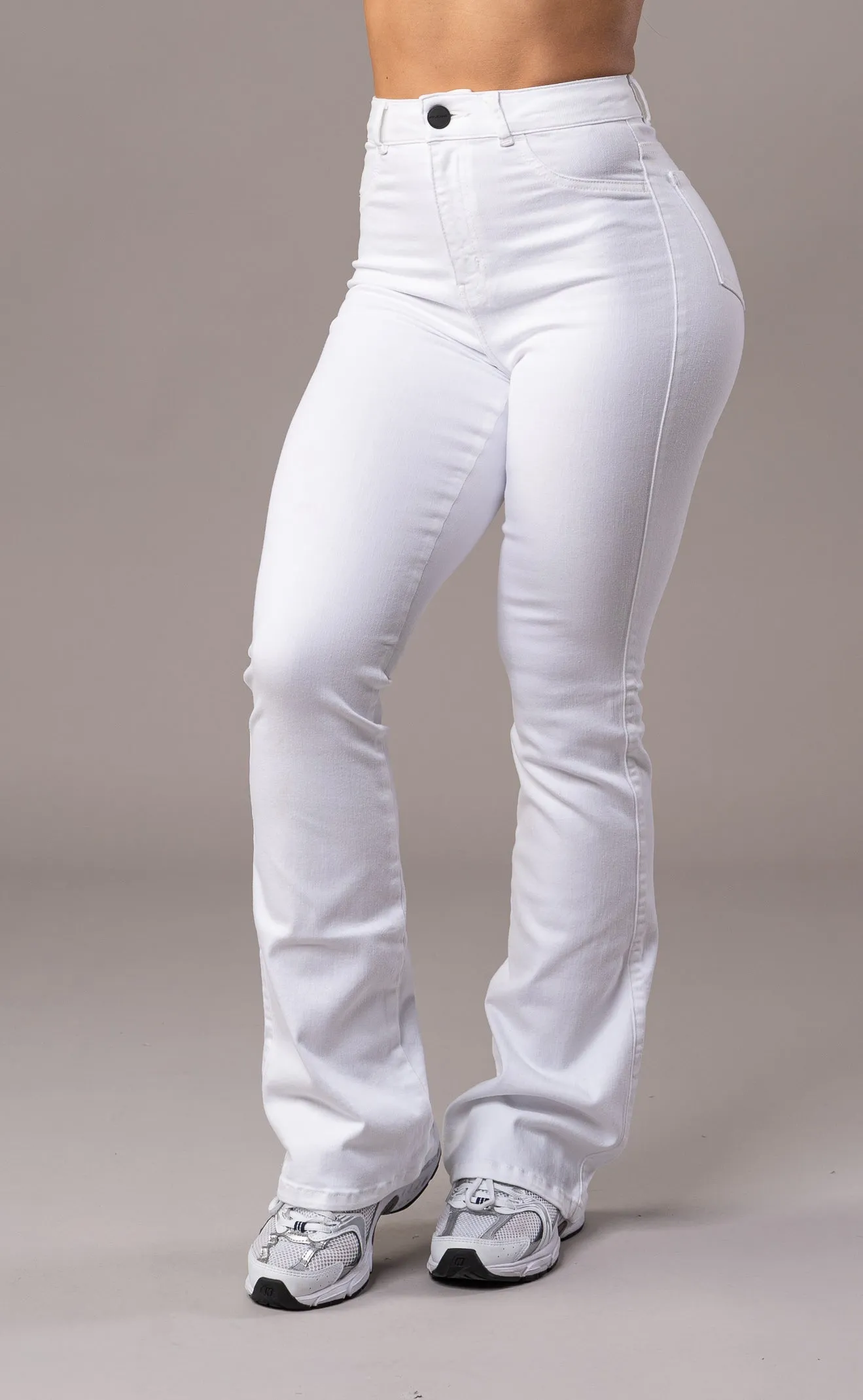 Womens Pastel Flared Fitjeans -White