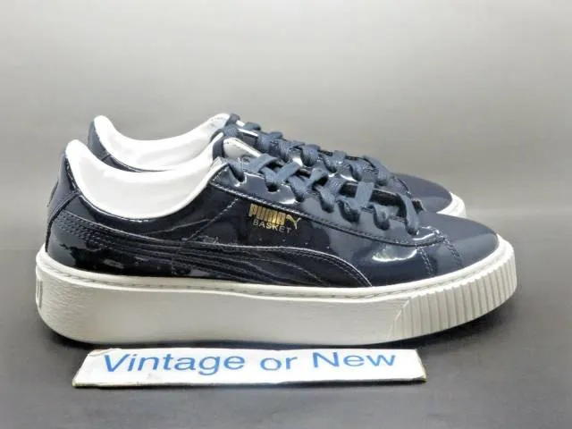 Women's Puma Basket Platform Peacoat Navy Patent Leather...