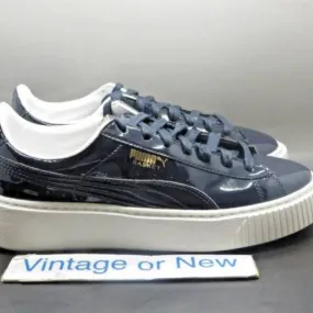 Women's Puma Basket Platform Peacoat Navy Patent Leather...