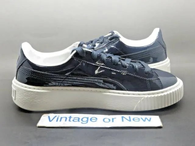 Women's Puma Basket Platform Peacoat Navy Patent Leather...