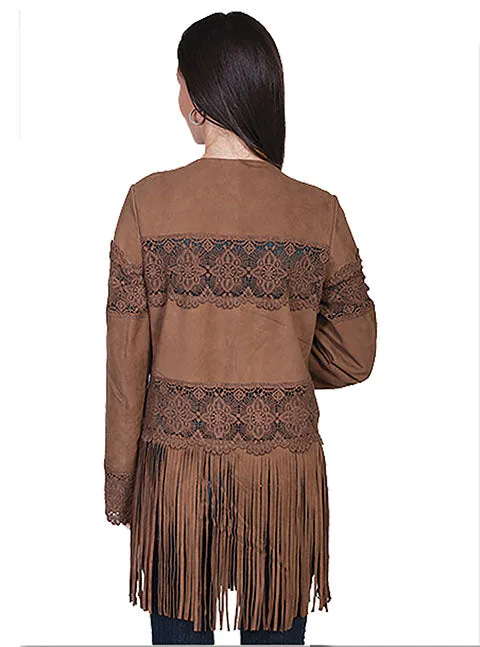 Women's Scully Crochet Laced Suede Coat #L1065BRN