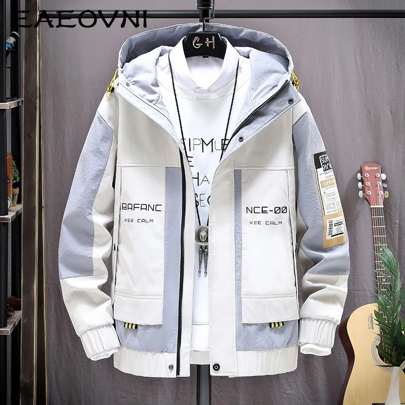 Xituodai Fashion Mens Hooded Jacket Japanese Streetwear Autumn Winter Jacket Men Hoodie Outwear Coat Patchwork Letter Jackets To