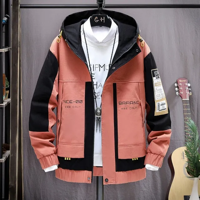 Xituodai Fashion Mens Hooded Jacket Japanese Streetwear Autumn Winter Jacket Men Hoodie Outwear Coat Patchwork Letter Jackets To