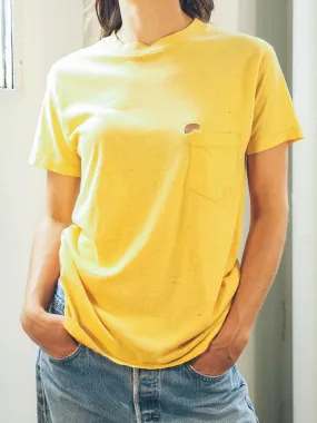 Yellow Distressed Pocket Tee