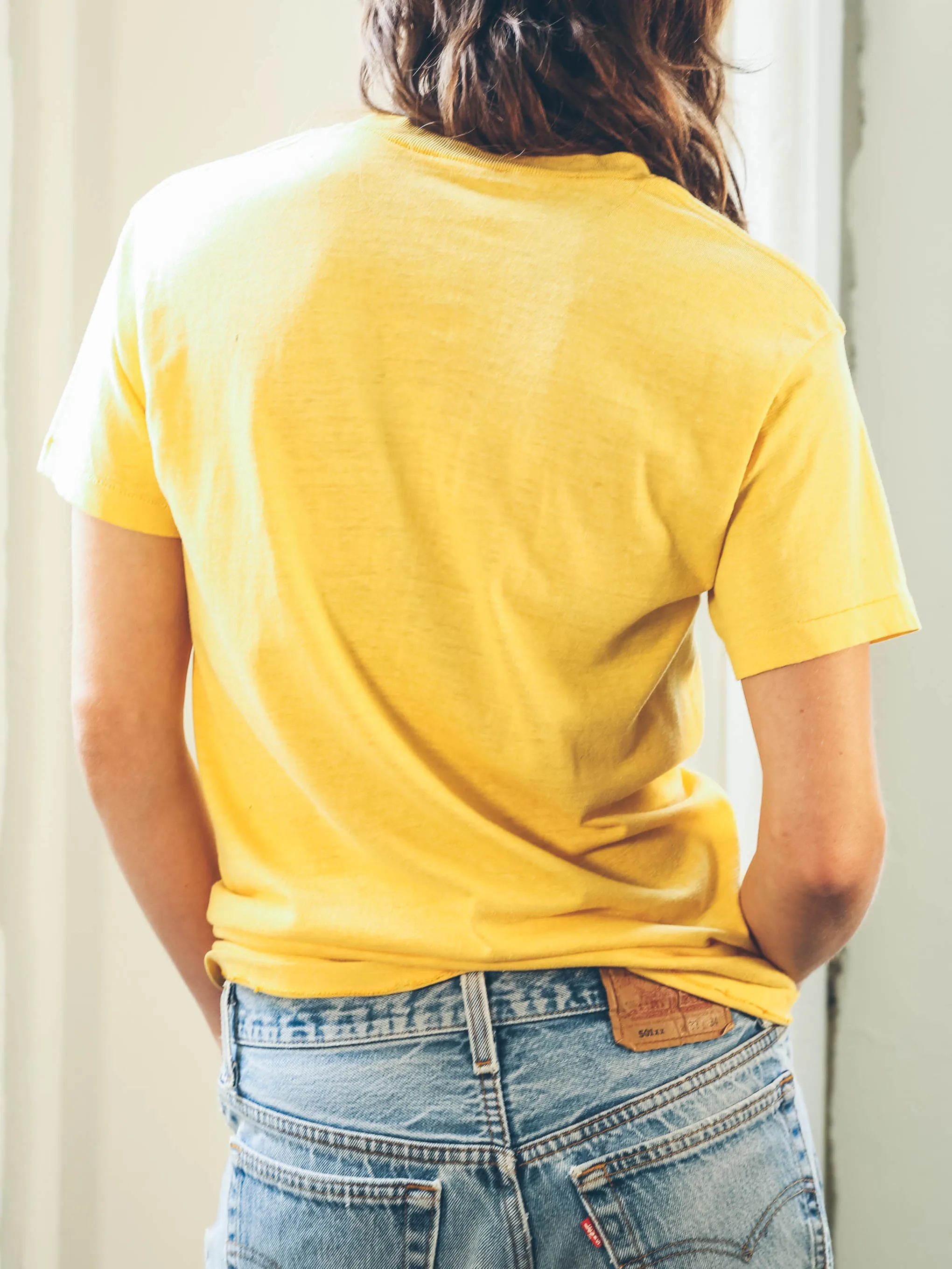 Yellow Distressed Pocket Tee