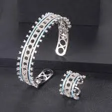 Zirconia Full Jewelry Sets For Women Party Bracelet And Ring - S4602667